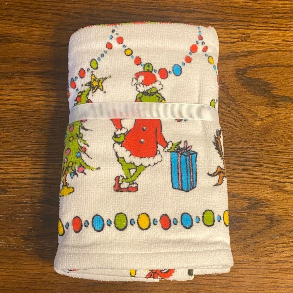 Festive Holiday Hand Towel - White
